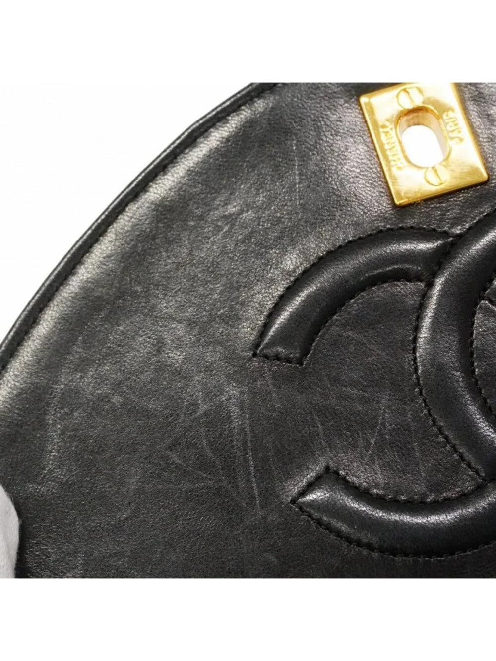 Chanel Shoulder Bag Quilted Lambskin Black Gold